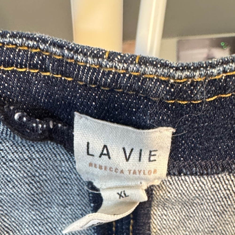 EUC Rebecca Taylor La Vie Dark Wash Blue Denim Jumpsuit  No Belt - Picture 5 of 11